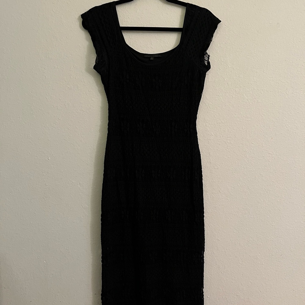 Lucca Couture Black Lace Midi Dress